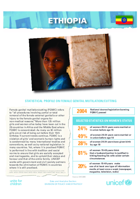 UNICEF Profile: FGM in Ethiopia (2013)